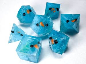 Image of Easter chicks in various colors (PREORDER) 7-piece dice set for TTRPG