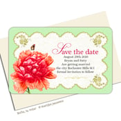 Image of PEONIES IN RETRO STYLE<BR>save the date cards
