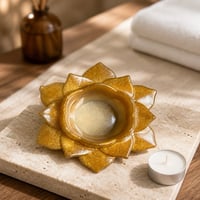 Image 2 of Shimmering Gold  Lotus Tealight Holder • Resin Candle Decor