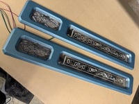 Image 1 of 1963 IMPALA LOWER DOOR PANEL OVERLAYS WRAPPED MADRID LIGHT BLUE METALIC WITH LED