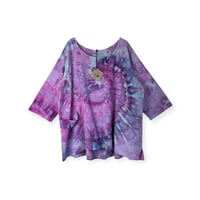 Image 1 of 1XL Cotton Woven Forager Top in Raspberry Spiral Ice Dye