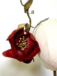 Image 3 of Crimson red flower headpiece