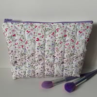 Image 1 of Little Wildflowers Handmade Quilted Makeup Bag 