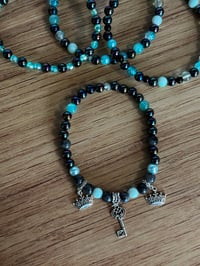 Image 6 of Teal and Black Midnight Glitz Tumbler Bracelet Stack