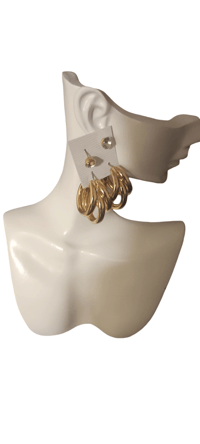 Image 5 of Luxe Gold Hoop Earrings Set