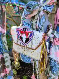 Image 3 of Barca Bag - cream and gold fringes cross body or wear on waist