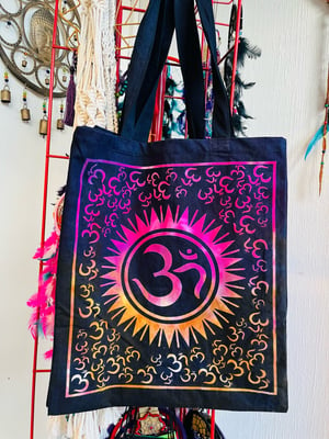 Image of Om tie dye hippy tote bag 