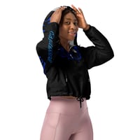 Image 3 of BOSSFITTED Black and Blue Women’s Cropped Windbreaker