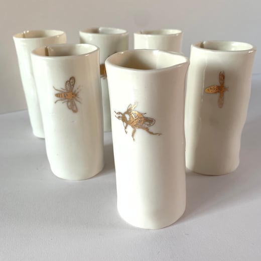 Large Ceramic Bud Vases with bee design