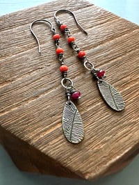 Image 10 of Italian coral and ruby follow your heart earrings