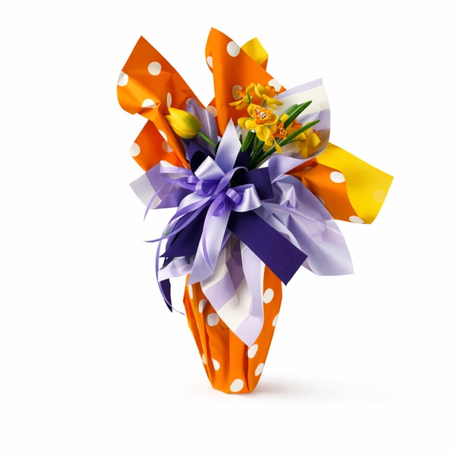 Uovo di Pasqua Artigianale di Cioccolato Fondente o al Latte - Arancione a pois bianchi