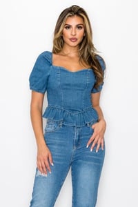 Image 1 of Peplum Denim Top