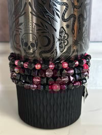 Image 4 of Black & Pink Tumbler Bracelet Stack