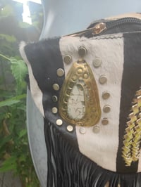 Image 3 of Dolly Bum bag suede fringe tassels ZEBRA and Moroccan Stone
