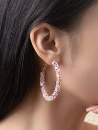 Image 4 of Sequin Colorful Hoop Earrings 