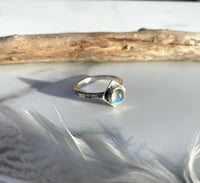 Image 4 of Handmade Sterling Silver Blue Labradorite Stamped Dainty Ring 