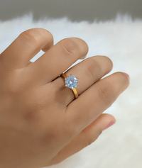 Image 2 of Solitaire Gold Plated American Diamond Adjustable Ring 