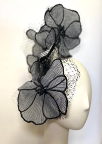 Image 1 of Black organza flowers headpiece 