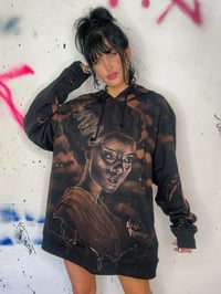 Image 4 of “BRIDE OF FRANKENSTEIN” CUSTOM BLEACH PAINTED HOODIE XL