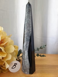 Image 10 of 8" Black Onyx Agate Tower Natural Healing Crystal 2 Styles