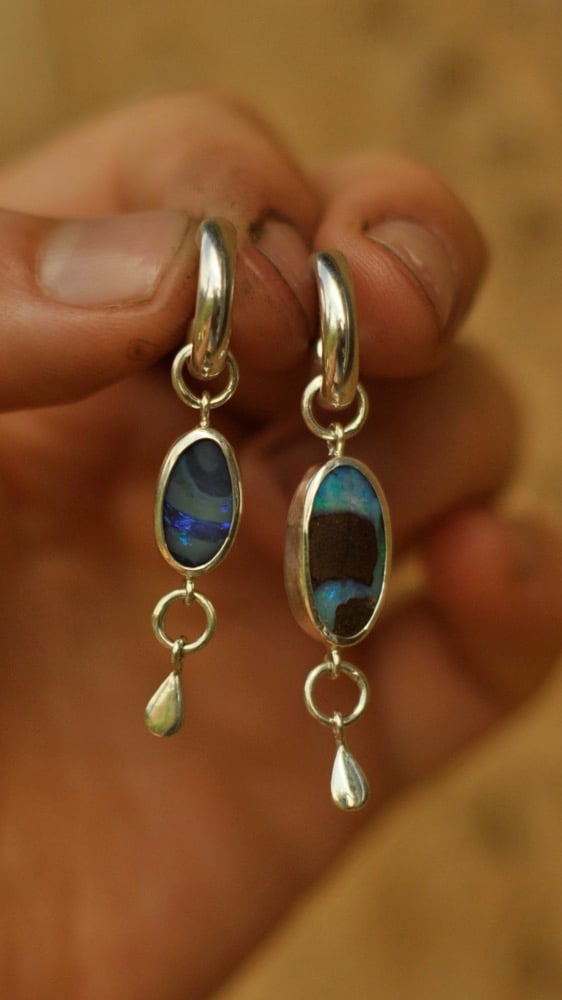 Image of Blue Boulder Hoops