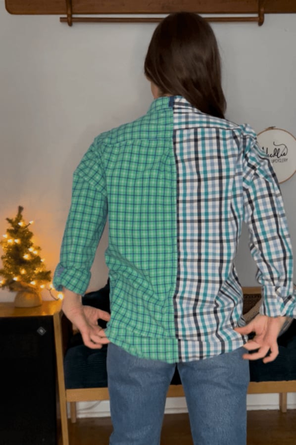 Half & half teal button-down, size S