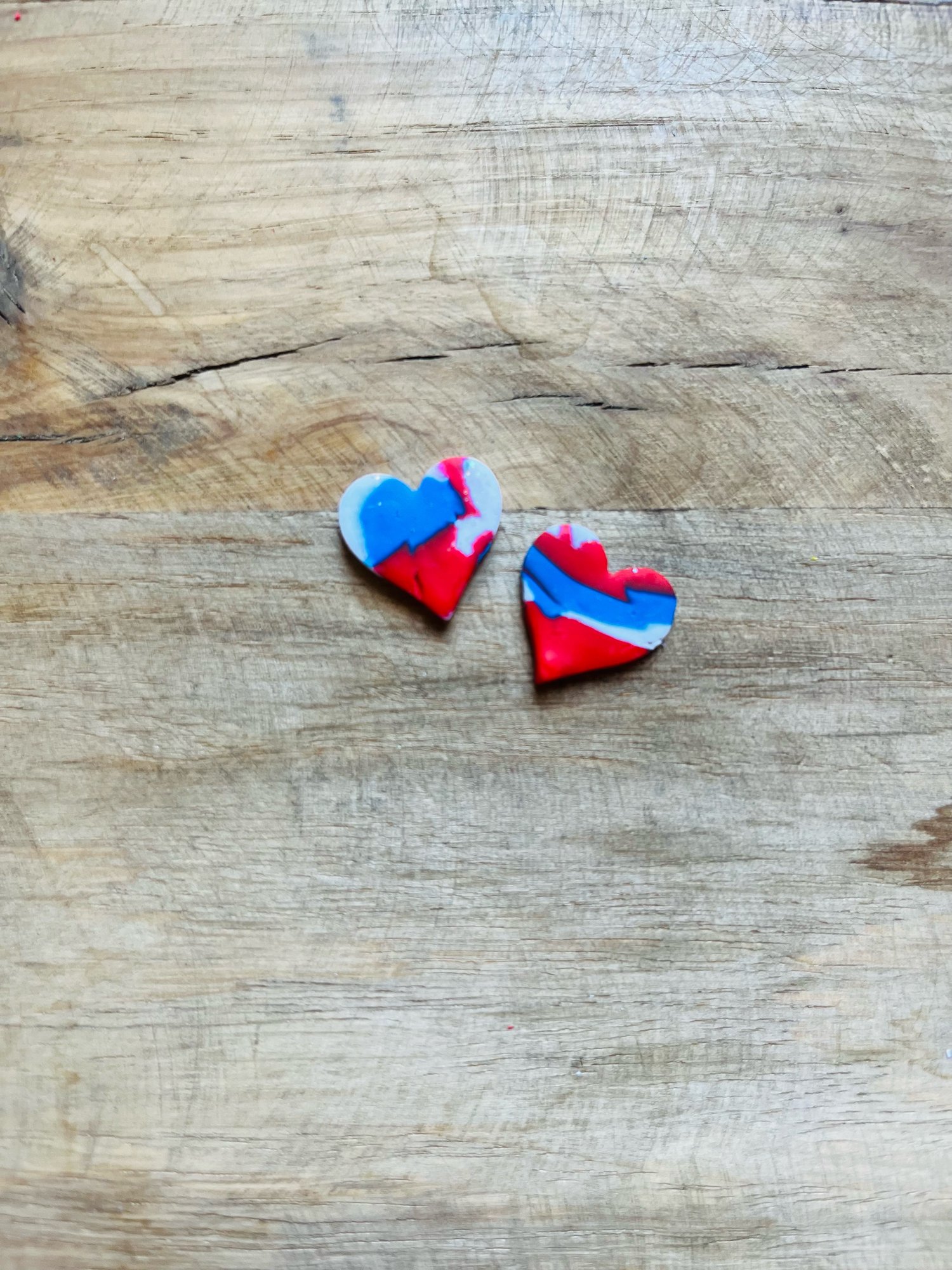 Image of Red White and Blue Mix Medium Hearts