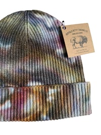 Image 4 of Adult Knit Cuff Beanie in Earthy Ice Dye