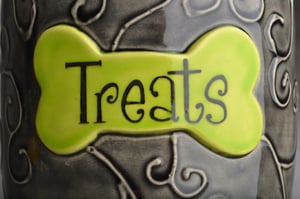 Image of Dog Treat Jar Black & Green "Treat"