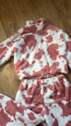 Multiple colours* Handmade plush faux fur cow print 3/4 zip neck jumper