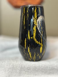 Image 2 of #2 17oz Black/Gold Crackle Wine Stemmy