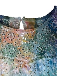 Image 4 of ♻️ UPCYCLED XXL Eyelet Pinafore Top in Earthy Rainbow Watercolor Ice Dye