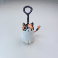 Image 2 of Calico Cat With Teletubbies Antenna Ceramic Figurine