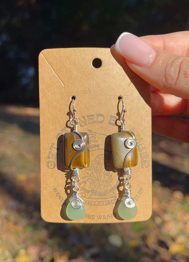 Image of Tigers Eye x Green Aventurine Earrings 