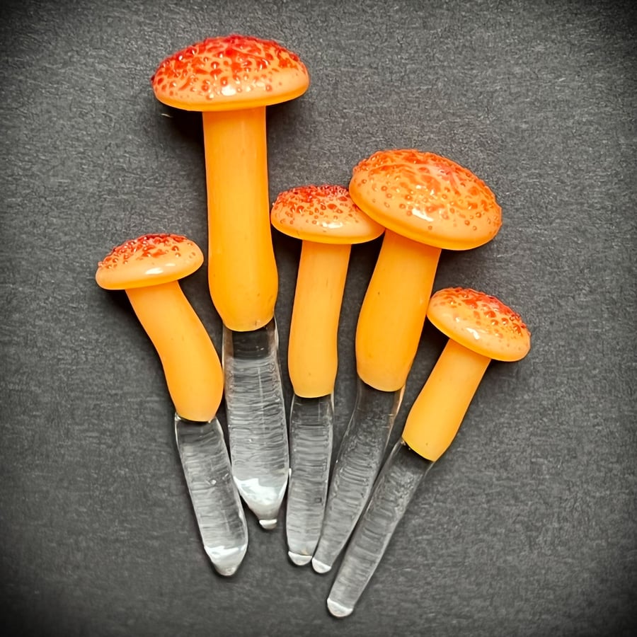 Image of 5 Orange & Red Mushroom Plant Spikes