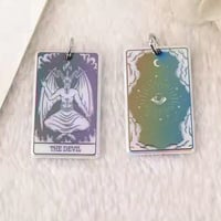 Image 3 of Rainbow Metallic 'The Devil' Tarot Card Earrings