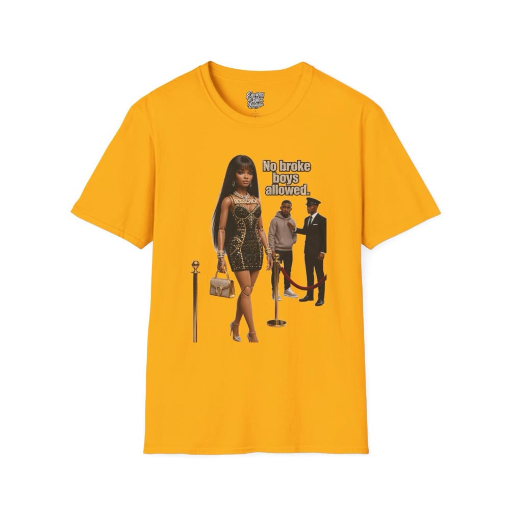 Image of No Broke Boys Allowed T-Shirt — Funny Luxe Night Out Graphic Tee