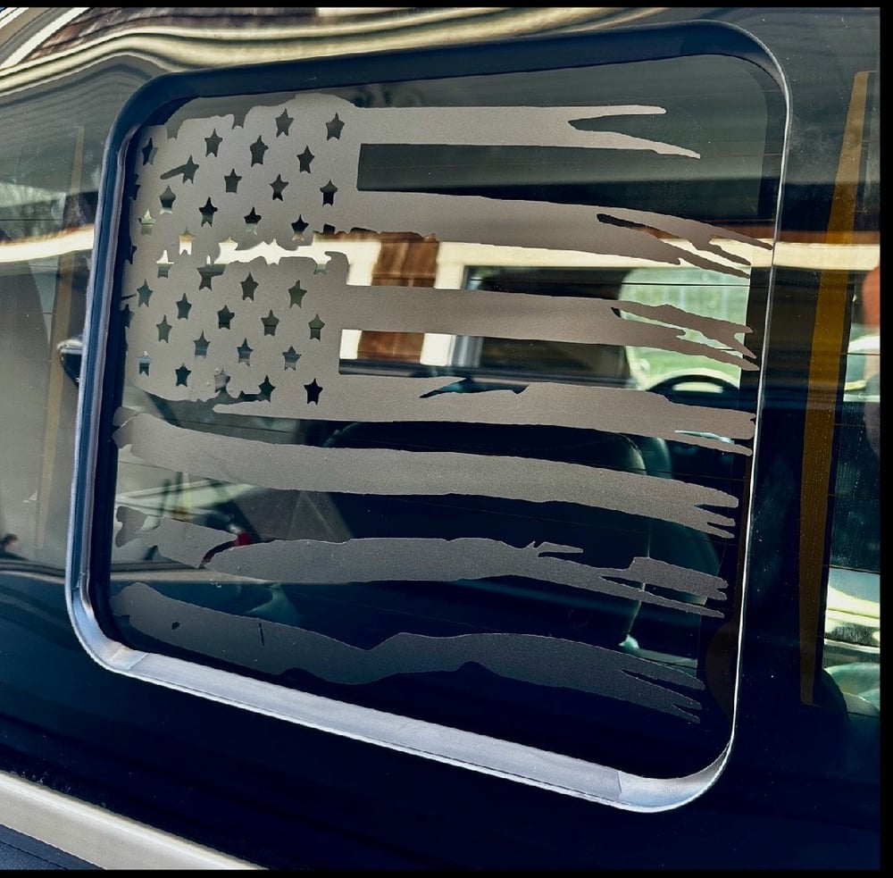 F150 Distressed American Flag Sliding Window Decal | The Overlay Guy