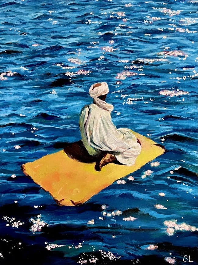 Prayer on the Sea original oil painting | Safia Latif