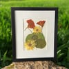 Genuine Nasturtium And Calendula Wildflower Art In 8" X 10" Frame (Item# 2022088)