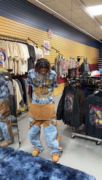 Image 1 of Overall denim and champion button up 