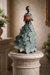 Image 1 of Autumn Leaf Figurine Lady with Pumpkin