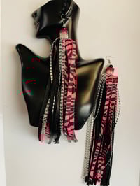 Pink Zebra Tassel Earrings 