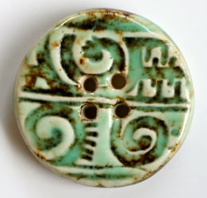 Image of Handmade Artisan Ceramic Button in Mint Chocolate MINTCHOCB821
