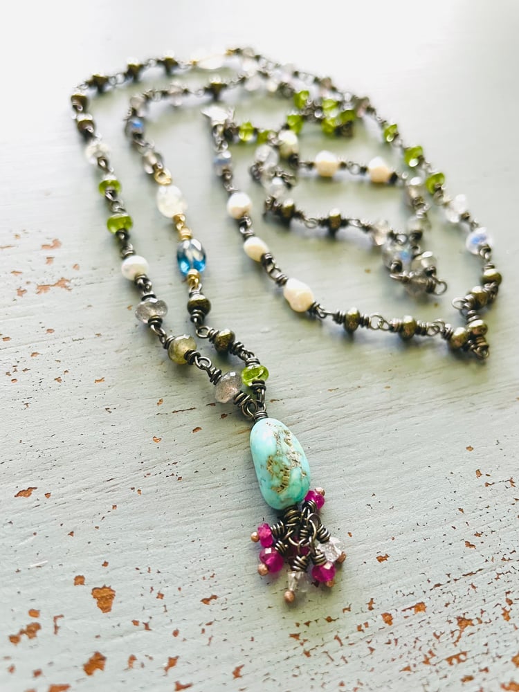 Image of Reserved. Sleeping Beauty turquoise and labradorite necklace