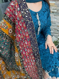 Image 3 of Teal net with sheesha dupatta