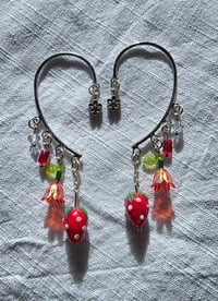 Image 1 of Strawberry Flower Power ear cuff set 🍓🌹❤️