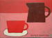 Image of Red Cup and Brown Jug