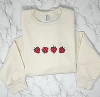 Image 1 of Embroidered Strawberry Crew Neck