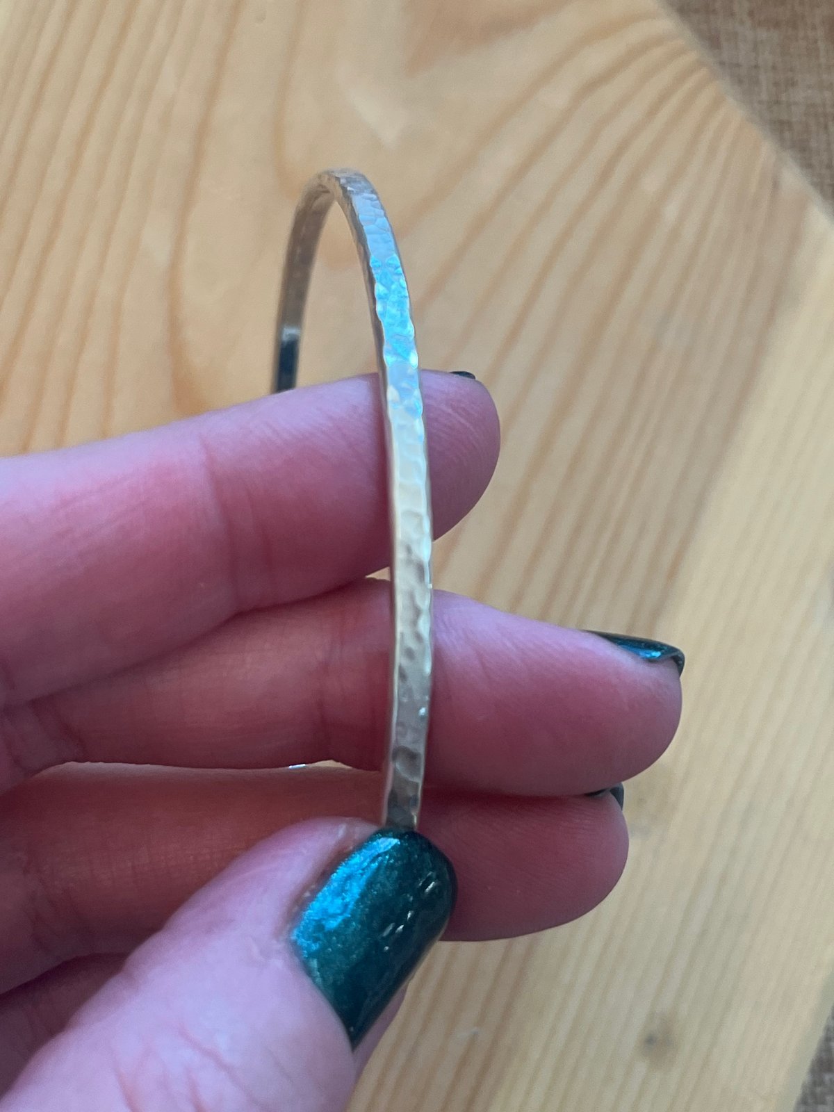 Image of 3mm textured recycled sterling silver bangle